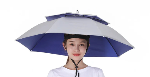 Chapeau Parapluie Mains Libres Avec Protection UV - Imperméable, Léger, Bandeau Réglable - Pour Pêche, Concerts, Activités Extérieures