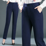 Pantalon droit élastique taille haute - Livraison offerte