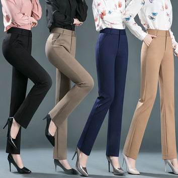 Pantalon droit élastique taille haute - Livraison offerte