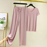 Ensemble 2 pièces : 1 haut + 1 pantalon couple ample pour femme - Livraison offerte