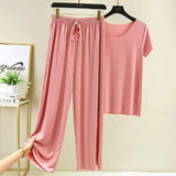Ensemble 2 pièces : 1 haut + 1 pantalon couple ample pour femme - Livraison offerte